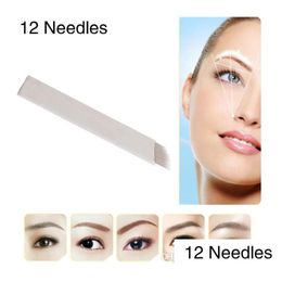 Tattoo naalden 12 flex microblading permanent make -up pins naaldlamina Aghas tebori mes voor handmatige wenkbrauw pen drop levering heal dhsbbbbbb