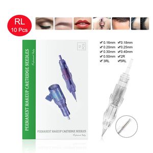 Aiguilles de tatouage biomasse 10 pièces, boîte de maquillage Permanent pour Machine à sourcils 1R 2R 3R 5R 231205