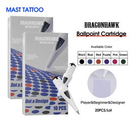 Tatoeagenaalden Dragonhawk Balpen Tattoo Cartridge Naalden voor Speler Beginner Ontwerper Tekening Oefening Tattoo Navulling Meerkleurig Stippling 230907