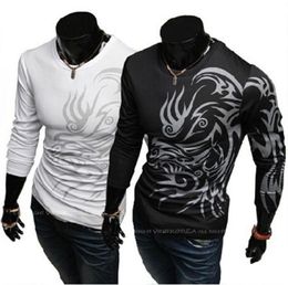 Tatouage imprimé t-shirt hommes à manches longues nouvelles hommes de mode masque de marque décontractée slim fit oneck tshirt tshiir cj1454071019