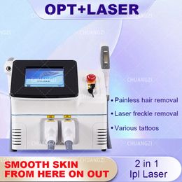 Détatouage Articles de beauté 2in1 OPT Laser Enlèvement des taches de rousseur Rajeunissement de la peau Équipement professionnel 532 755 1064nm