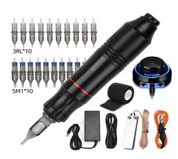 Tatouage Rotary Pen Tatoo Cartouches aiguilles 3rl 5m1 Kit Strong Quiet Motor DC Alimentation Guns Machine Set Tattoriste Corps Art8321988