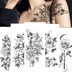 Tatouage autocollant fleur papillon Femme temporaire manchon tatouage étanche Sexy corps Art mode