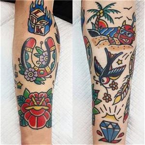 Tatuaje adhesivo conjunto Retro tatuaje temporal pegatinas para mujeres lindo Vintage duradero dibujos animados vieja escuela arte impermeable tatuaje falso