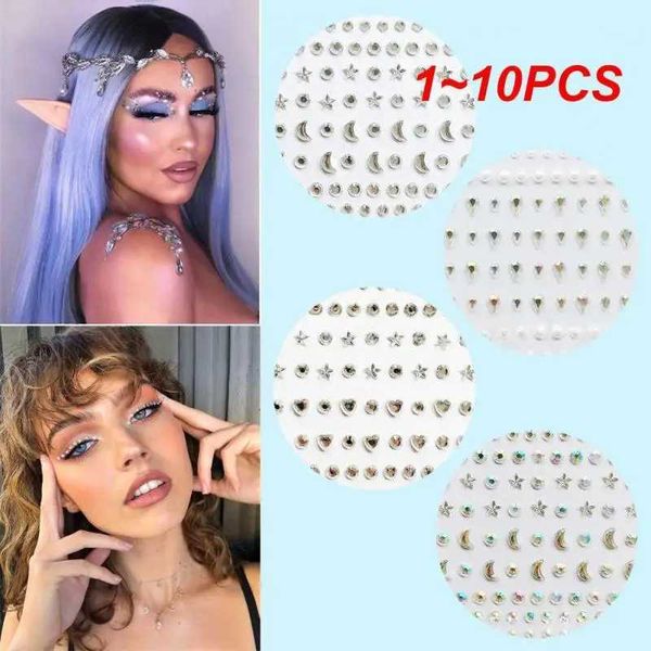 Transfert de tatouage 1 ~ 10pcs Face Bijoux Crystal Crystal Stickers Tatouage Femmes Eyes Face Body Rimestones étanche maquilleur d'art 240426