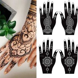 Tattoo -overdracht 1 paar Fashion Out Henna stencil Tijdelijke handtatoeages DIY Body Art Sticker Beauty Hand Decal Bruiloft schilderij Make -up Tool 240427