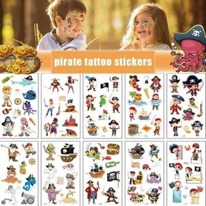 Transfert de tatouage 10 Pack Faux autocollants de tatouage dessin animé tatouages temporaires Arme Tatouos Kids Pirate Captain Fun Party Tattoo Stickers 240426