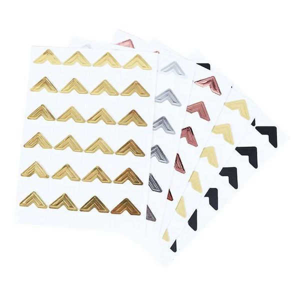 Transfert de tatouage 120 PCS / Lot 5 feuilles Stickers de papier Kraft Corner Vintage pour photo décor bricolage DIY Retro Sticker Frame Decorations Scrapbooking 240426