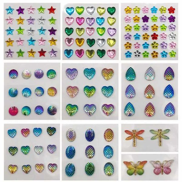 Transfert de tatouage 1pc Crystal Face Decoration Rugestones Téléphone Stickers Festival Party Face Face Makeup acrylique Drill Sirène Scale autocollants 240426