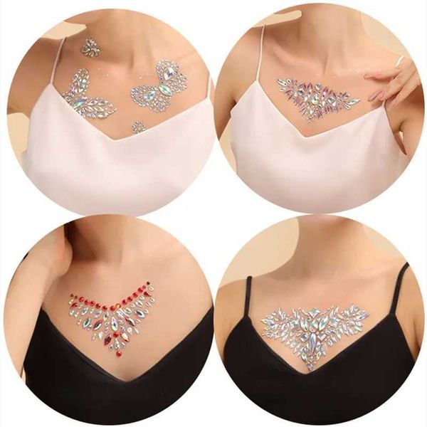 Transfert de tatouage 1PC BEWELS Stickers pour un look étonnant Transformer avec notre autocollant de tatouage Crystal Sparkle and Shine with Our Gem Stickers 240427