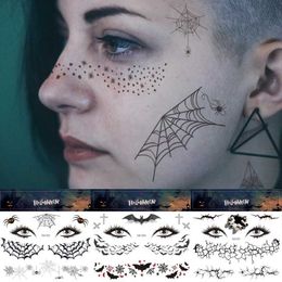 Transfert de tatouage 1pc imperméable Halloween Tatouage temporaire Sticolre Face Face Terror Spider Bloody Wound Scar Design DIY FaTTOO Autocollant 240426