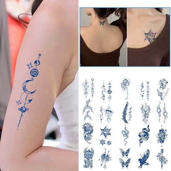 Transferencia de tatuaje 1pc Pegatina de tatuaje temporal impermeable 3D Butterfly Fake Tattoo Planeta Transferencia de la pierna TATOO PITO Mano para mujeres Bod J1M7 240427