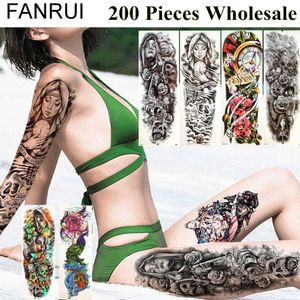 Tattoo overdracht 200 stuks groothandel tijdelijk 48x17cm tattoo volledige arm been nun lion tatoo voor mannen vrouwen henna body art tattoo stickers benodigdheden 240427