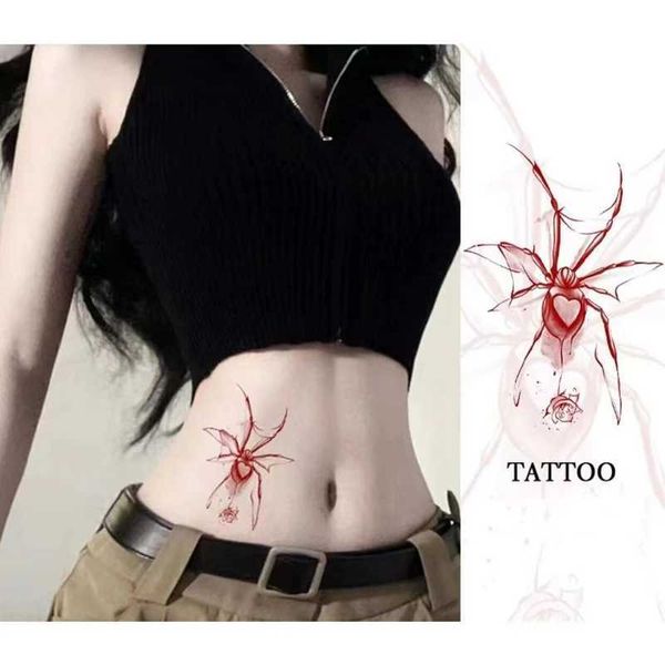 Transfert de tatouage 2023 Darkly Rose Spider étanche des autocollants de tatouage temporaire des bras de fleur de fleurs