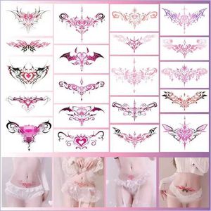 Transfert de tatouage 20pc / lot Abdomen Abdomen sexy Sticker Tattoo Tatoo Femelle couverte Scarproofraping Succubus Totem Human Faux Tattoos Watercolor 240426