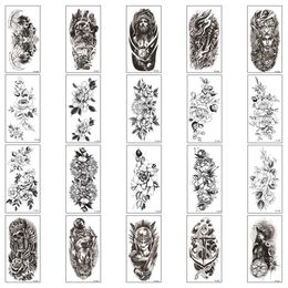 Tattoo -overdracht 20 -stcs/Lotwaterdichte tijdelijke nep -tatoeages stickerswateroverdracht Decalsflower Wolf Knight Skullbody kunst voor sexy man vrouwen 240426