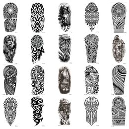 Tattoo -overdracht 20 -stcs/Setwaterbestendige tijdelijke nep -tatoeages stickerswateroverdracht decalsblack Totem wolfcool sexy body art voor man dames arm 240426