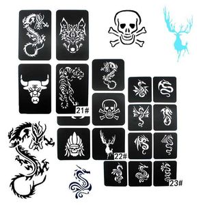 Tattoo overdracht 3 vel tattoo stencil set mannen coole tekensjablonen voor het schilderen van wolf draak tijger schedel dieren airbrush tattoo stencils 240427