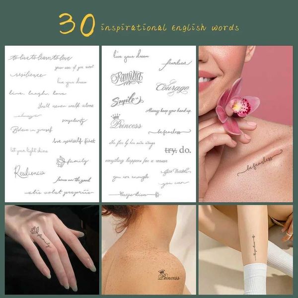 Tattoo Transfer 30 Pegatizas de tatuaje inspirador