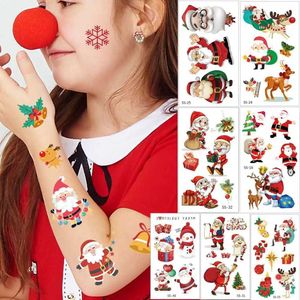 Transfert de tatouage 30pcs Christmas Tattoo Stickers for Kids Childrens Tattoos Tattoos Hand Arm Bell Faux Tattoo pour femmes Baby Child Tattoo 240427