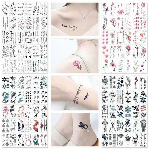 Transfert de tatouage 30PCS / SET Aucune répétition, autocollants de tatouage temporaire tatouages imperméables pour les femmes Sexy ARM CLAVILE CORPS ART MAIN POUR FILLE MEN 240427