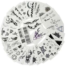 Transfert de tatouage 30pcs / réglage tatouage Toto-imperméable Totem Moon Géométrique Faux Tatoos Autocollants pour hommes Femmes Hands Ar bras Couge de jambe Tatuajes 240426