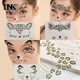 Transfert de tatouage 3d chat Crystal Face Corps Tatouage Tattoo Diamant Adhesive Eyeshadow Sticker Carnival Party Holiday Masquerade Tattoo DIY 240427