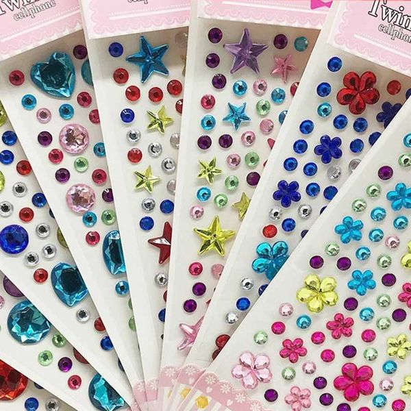 Transfert de tatouage 3d Face coloré Jewels Stickers de fards à paupières Auto-adhésif Corps Crystal Crystal Stickers Nail Stickers Diamond Decoration 240427