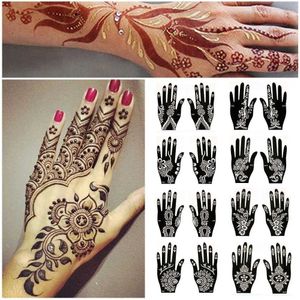 Tattoo -overdracht 8 paren/set professionele henna stencil Tijdelijke handtattoo body art sticker sjabloon bruiloft gereedschap bloem tattoo stencil kit 240427