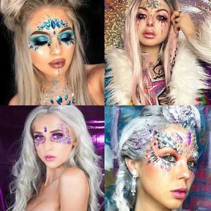 Tattoo Transfer Body Makeup Joyas Joyas Tatuajes temporales Pegatinas Cejas Cejas Rhinestones 3D Diamond Diy Beauty Music Festival Decoración 240426