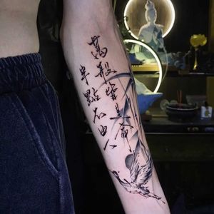Transfert de tatouage Art de caractère chinois faux tatouage pour femme homme bras tatouage tatouage étanche à tatouage temporaire d'autocollant de grue durable 240426