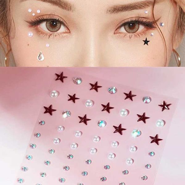 Transfert de tatouage Bijoux de visage diamant bricolage Body Beauty Crystal Eyes Tatouage Tatouage Adhésif Rhingestone 3D Nail Art Decoration Adcores Autocollants 240427