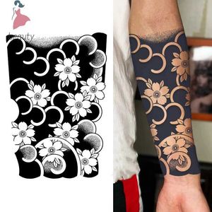 Transfert de tatouage Fashion Wave Cherry Blossom Stripe Stripe Stripproping Juice Tattoo Stickers For Woman Man Body Body From Tatous temporaires 240426