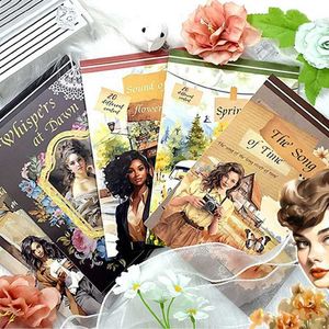 Tattoo Transfer Flower Girl Stickers Aesthetic Vintage Sticker Book Euro American Style Decoratieve sticker plakboeking Diary Planner Stationery 240426