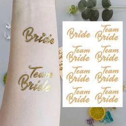 Tattoo Transfer Gold Bridal Team Tijdelijke Tattoo Bachelorette Party Hen Golden Sticker Huwelijk Bride To Be Wedding Dating Single Theme Dec 240427