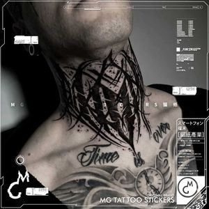 Tatouage Transfert Goth Lettre autocollants de tatouage pour hommes Hip Hop Punk Tattoos Tattoos étanche tatouage du cou