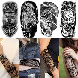 Transfert de tatouage Halloween Skull Tatouages temporaires pour femmes hommes 3d Pirate Captain Lion Warrior Evil Joker Gangster Faux Autocollants de tatouage 240427