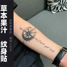 Transferencia de tatuaje Herbal Compass Tattoo Tattoo Art Tatuaje falso duradero para mujer Arm Punk Punk Sticker Waterproof Tatuajes temporales 240426