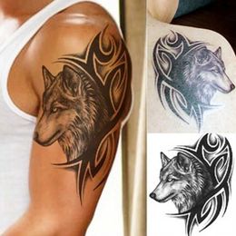 Tattoo overdracht huilen wolfarm been hand achter body borst tijdelijke tattoo man body art sticker 240426