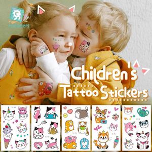 Transfert de tatouage Enfants Cartoon Animaux imperméables Tatouage temporaire mignon Cats pour animaux de compagnie chiens tatouage autocollants enfants garçon fille faux art corporel flash tatoo 240427