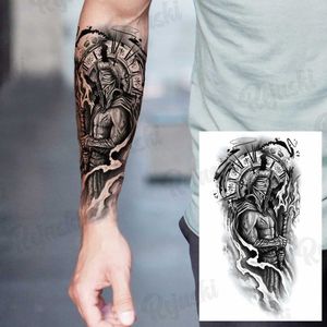 Tattoo overdracht grote ridder kompas tijdelijke tatoeages voor mannen vrouwen realistische adelaar draken leeuw tijger enge nep tattoo sticker arm body tatoO's 240426