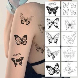Tattoo -overdracht duurzame zwarte vlinder waterdicht