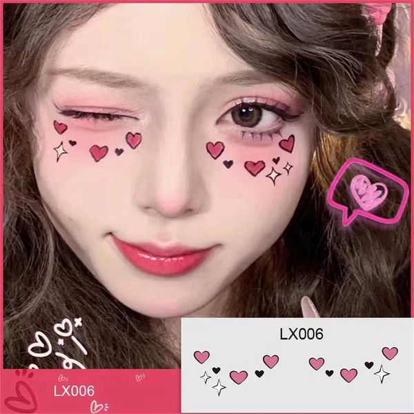 Tatouage Transfer Love Star Star Tattoos Tatouage Autocollant mignon Auto-adhésif Coin des yeux Autocollant Love Star Musical Party Makeup Stickers 240426