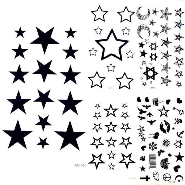 Transfert de tatouage Lovely Black Moon Sky Stars Tattoo Tattoo Cartoon Kids Girl Tatoo Hand Imperproofing Oreau Tatouage Stickers Men Body Body Finger Finger ART 240426