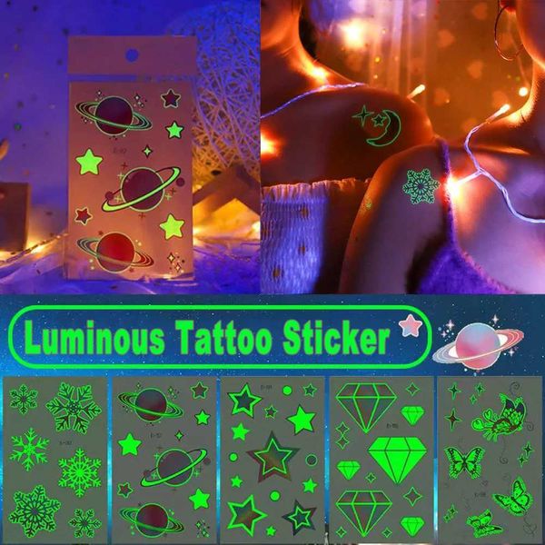 Transfert de tatouage Autocollant de tatouage lumineux Planète de papillon coloré