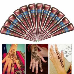 Transfert de tatouage couleurs naturelles peinture temporaire de peinture de peinture corporel moihandi encre henné indien tatouage temporaire coes de henné à base de plantes art 240427