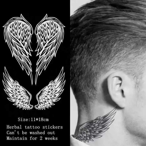 Tatouage Transfert Neck Wings Jui de plantes Autocollants de tatouage semi-permanentes Big Picture Imperpose Affaire dure Faux Tatouage Art Men Femmes Tatuajes Cool 240426