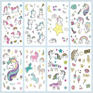 Transfert de tatouage rocooart dessin animé Unicorn Tatouage pour gamin mignon faux taty enfants tatouage temporaire art imperméable tatouage temporaire autocollant 240427