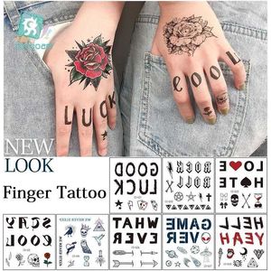 Tattoo overdracht rocooart rock punk stijl tattoo sticker bloem letters vinger tatoeages make -up party body art tijdelijke tattoo stickers nep taty 240427