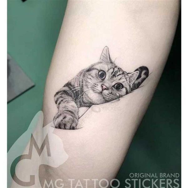 Transfert de tatouage tatoo imperméable chat japonais mignon bras de compagnie bras semi-permanent tatouage chat animal drôle tatouage autocollant tatouage temporaire pour hommes femmes 240426